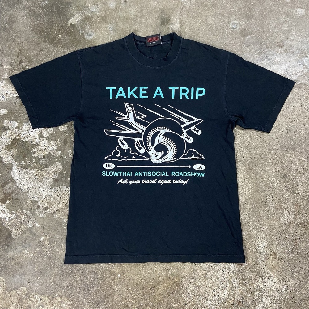 Babylon Slow Thai Coachella 2022 T-Shirt Size Medium Black Take A Trip Plane